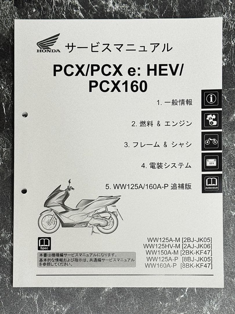 ホンダPCX（JK05/JK06/KF47） サービスマニュアル　美品