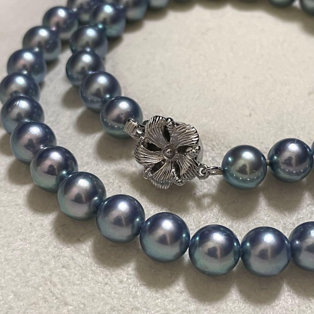 【極美品✨テリ強】あこや真珠 ネックレス 7.5-8.0 パール 本真珠 ブルー