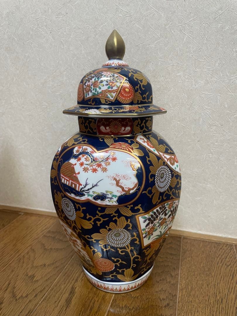 其泉 沈香壺 琳派古伊万里 美術有田焼 賞美堂其泉窯 染錦金彩琳派図