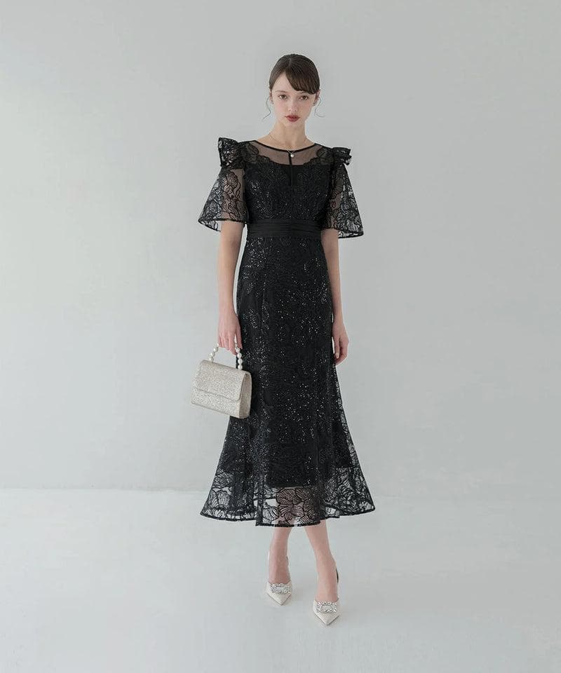 LEJA＊フラワーレースシアーフリルマーメイドワンピースドレス