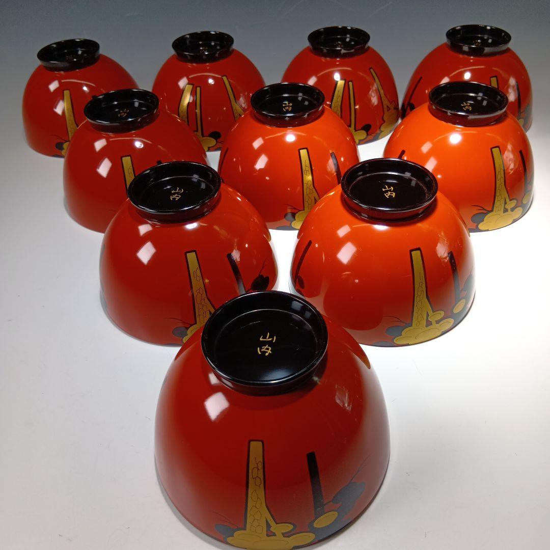 最終値下げ時代物　輪島塗　吸物椀10客　共箱