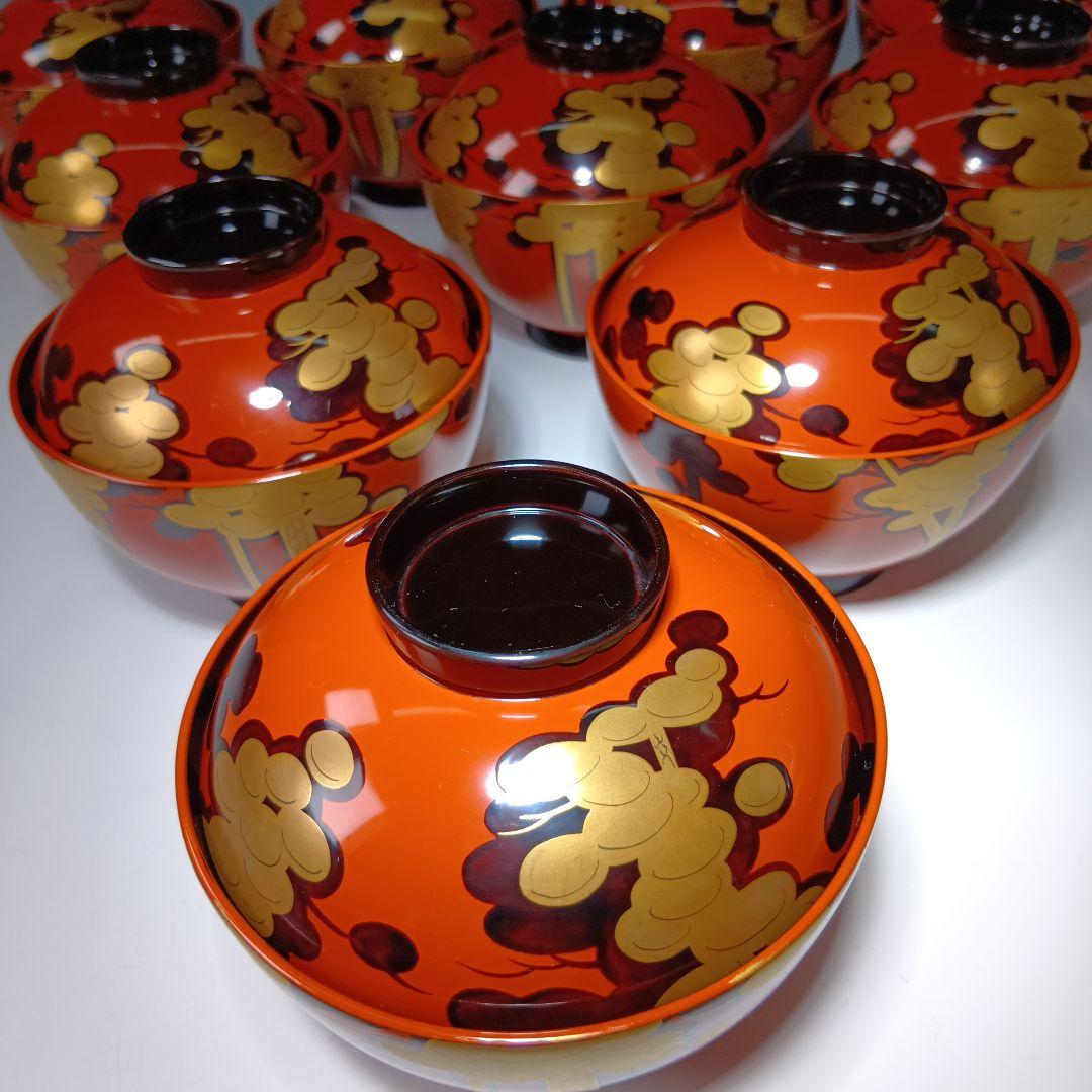 最終値下げ時代物　輪島塗　吸物椀10客　共箱