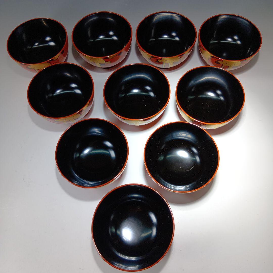 最終値下げ時代物　輪島塗　吸物椀10客　共箱