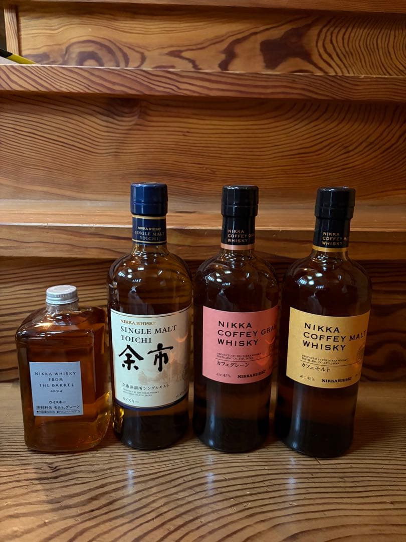 値下げ　ニッカウイスキー フロムザバレル、カフェモルト、余市　合計４本セット