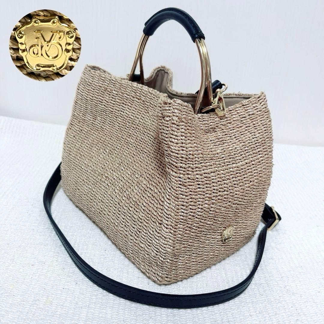 VIOLAd'ORO ヴィオラドーロ　2wayカゴバッグ　アバカ　スクエア型