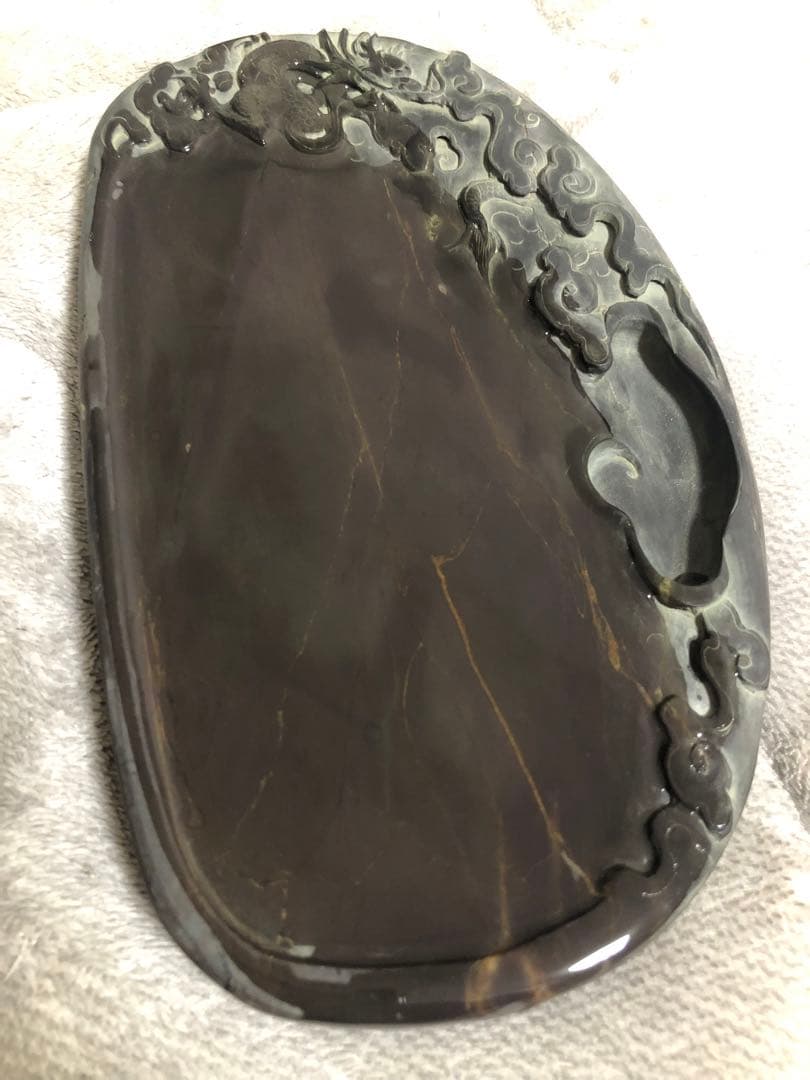 硯　すずり 端溪硯 雲龍文 老坑水岩 大西洞 金綫 文房四寶 書道用品 端渓硯