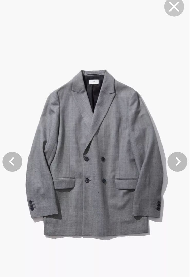 ATON WOOL LINEN SHARKSKIN | ダブルジャケット グレー