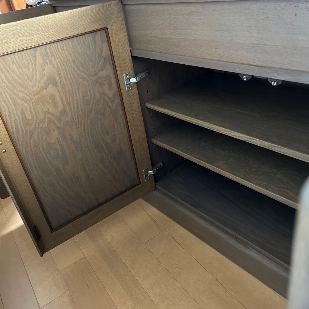 木製 食器棚 引き出し付き両面収納キッチンカウンター