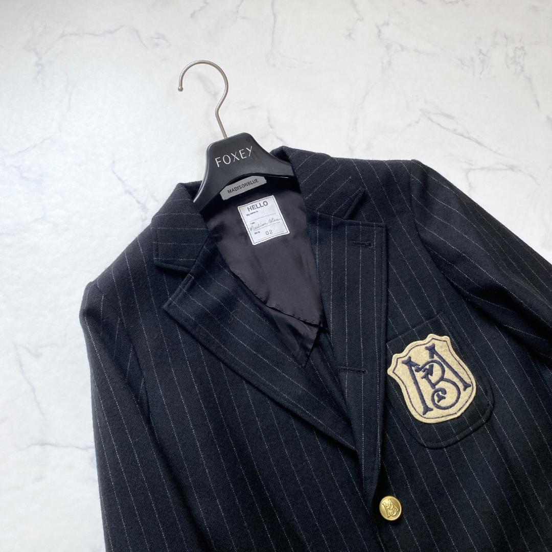 MADISONBLUE サイズ2 テーラード 金ボタン ストライプ ワッペン