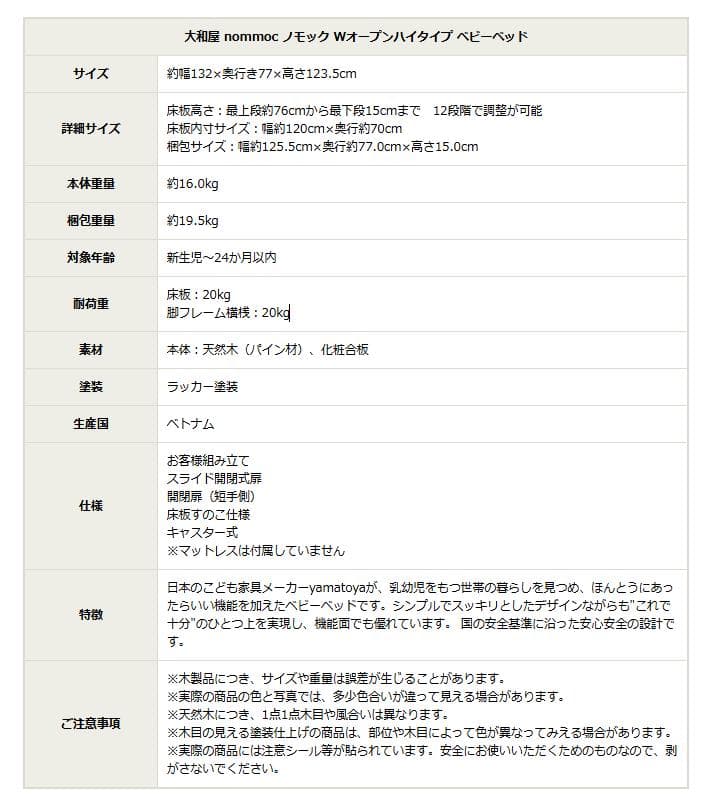 2024年3月購入 nommoc Wオープン ハイタイプ ベビーベッド　ホワイト