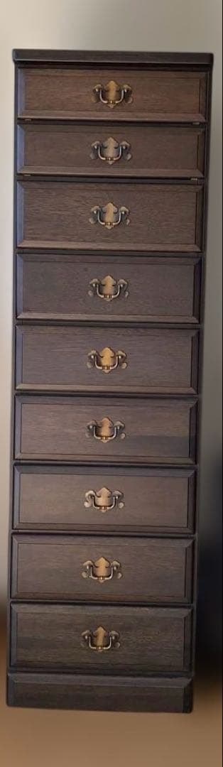 美品　アンティーク調チェスト　ダークブラウン　W44×D45×H148