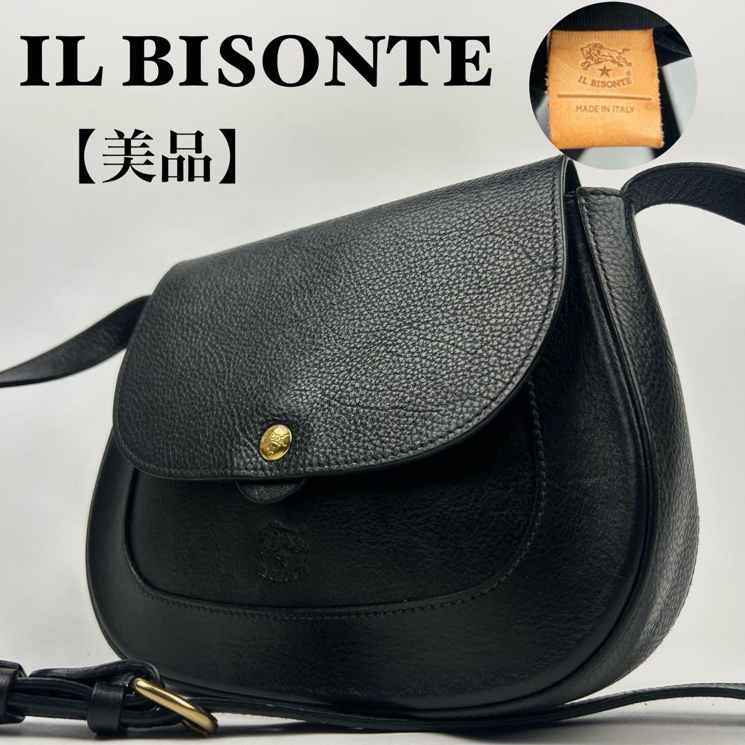 【美品】イルビゾンテ　ショルダーバッグ　レザー　フラップ　ロゴ型押し　現行タグ