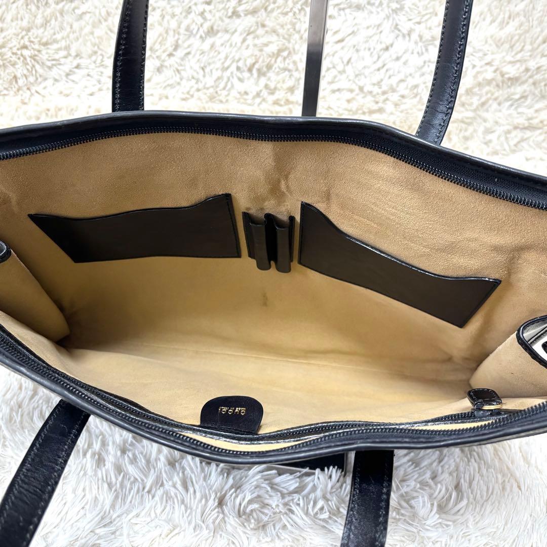 GUCCI グッチ キャンバス GG柄 シマ 黒 トートバッグ ビジネス 肩掛け