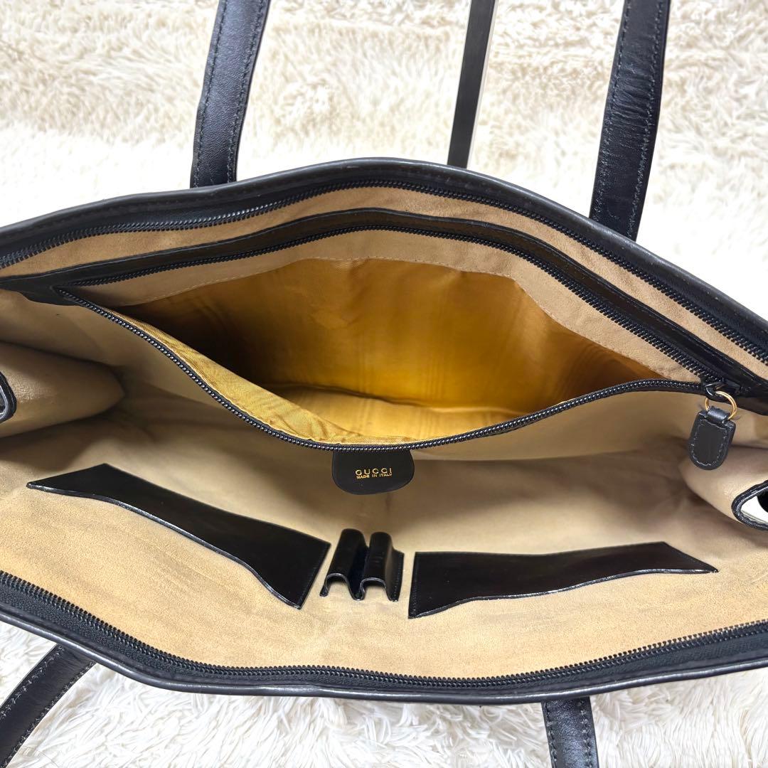 GUCCI グッチ キャンバス GG柄 シマ 黒 トートバッグ ビジネス 肩掛け