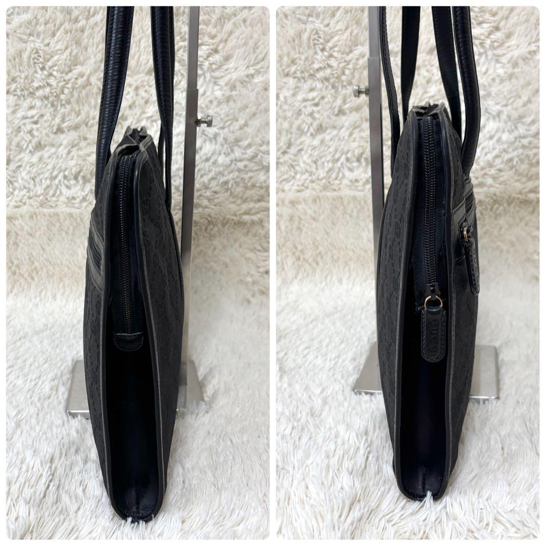 GUCCI グッチ キャンバス GG柄 シマ 黒 トートバッグ ビジネス 肩掛け