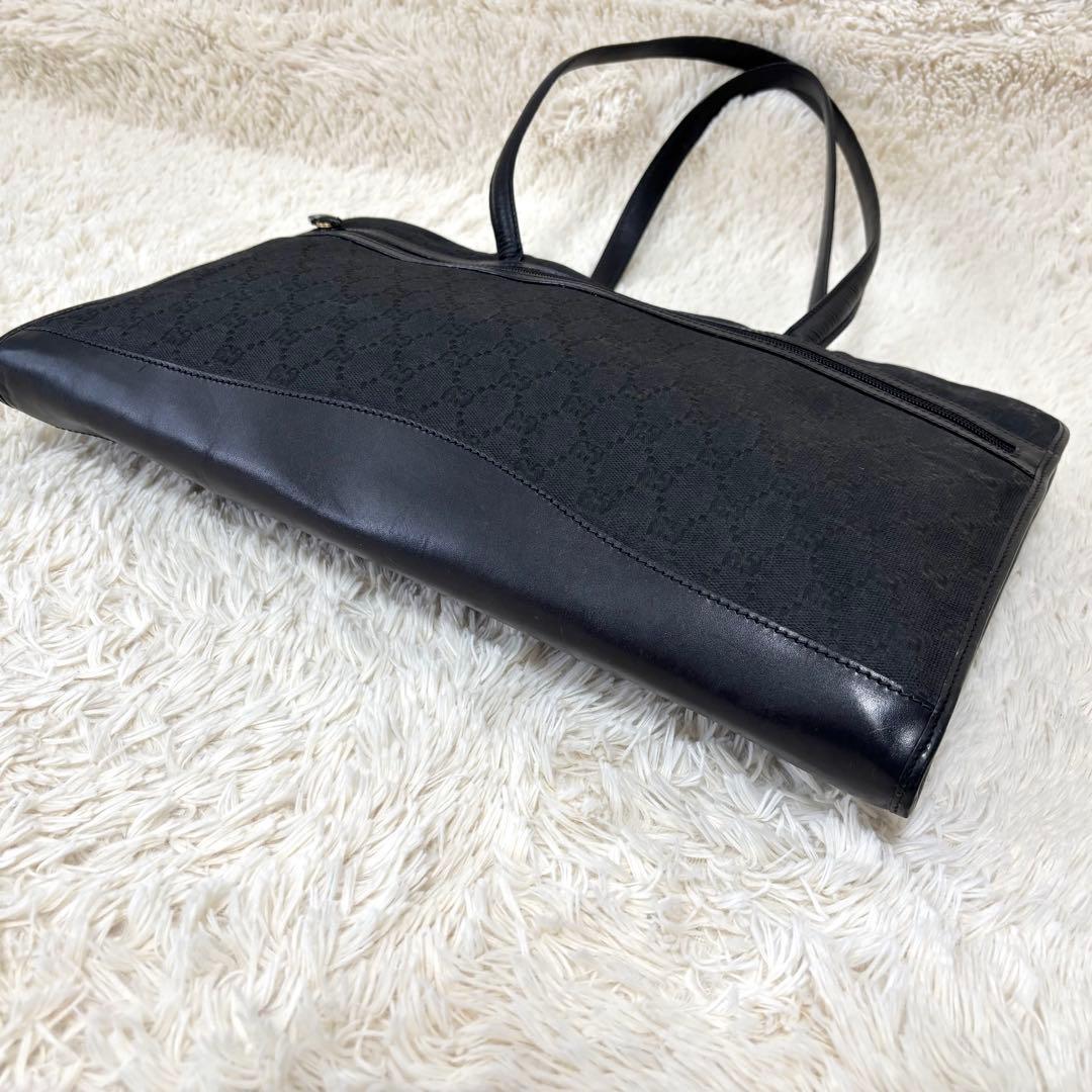 GUCCI グッチ キャンバス GG柄 シマ 黒 トートバッグ ビジネス 肩掛け