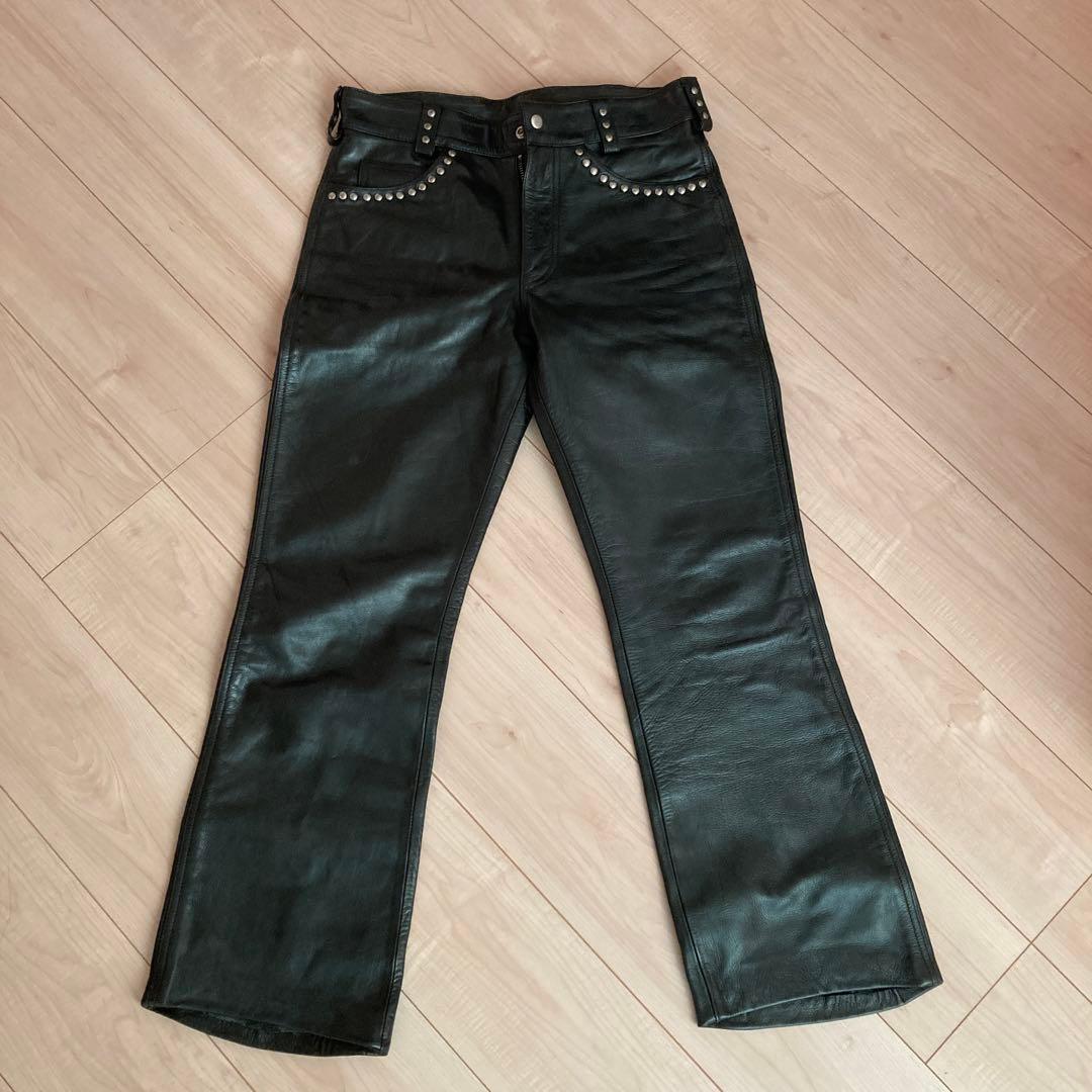 ハーレーダビッドソン　Mサイズ　スタッズ付き黒レザーパンツ