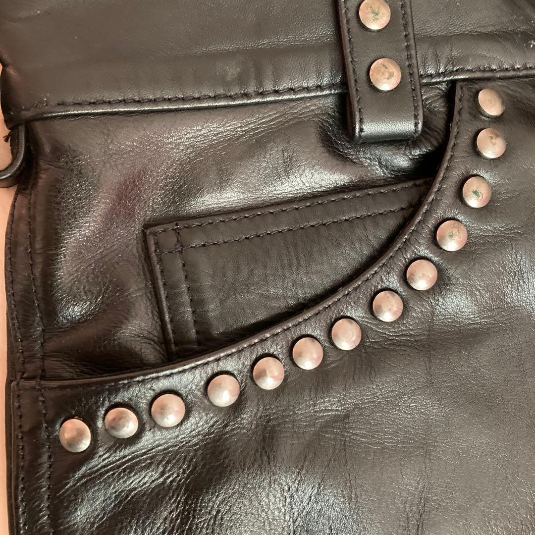 ハーレーダビッドソン　Mサイズ　スタッズ付き黒レザーパンツ