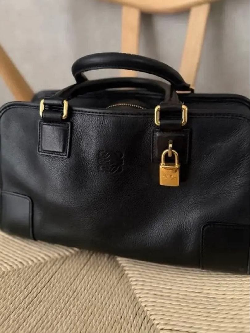 LOEWE アマソナ28 黒ブラック美品鑑定済み中古ボストンゴールドロエベ