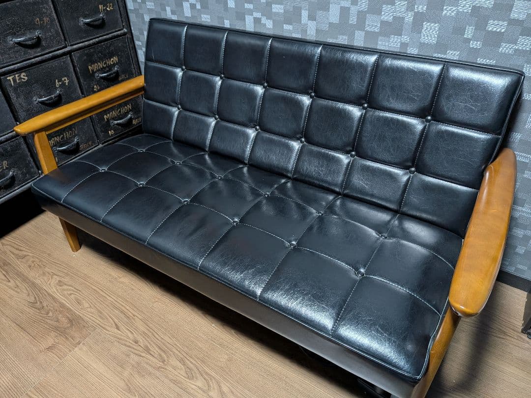 カリモク60 Kチェア 2シーター 2人用 黒 モダン