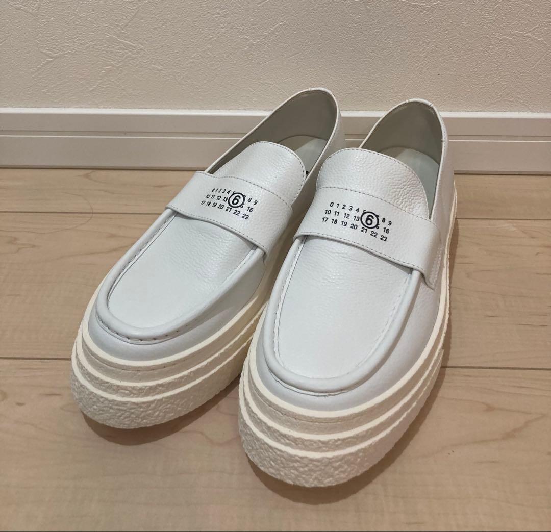 【新品未使用】MM6 ホワイト厚底ローファー40