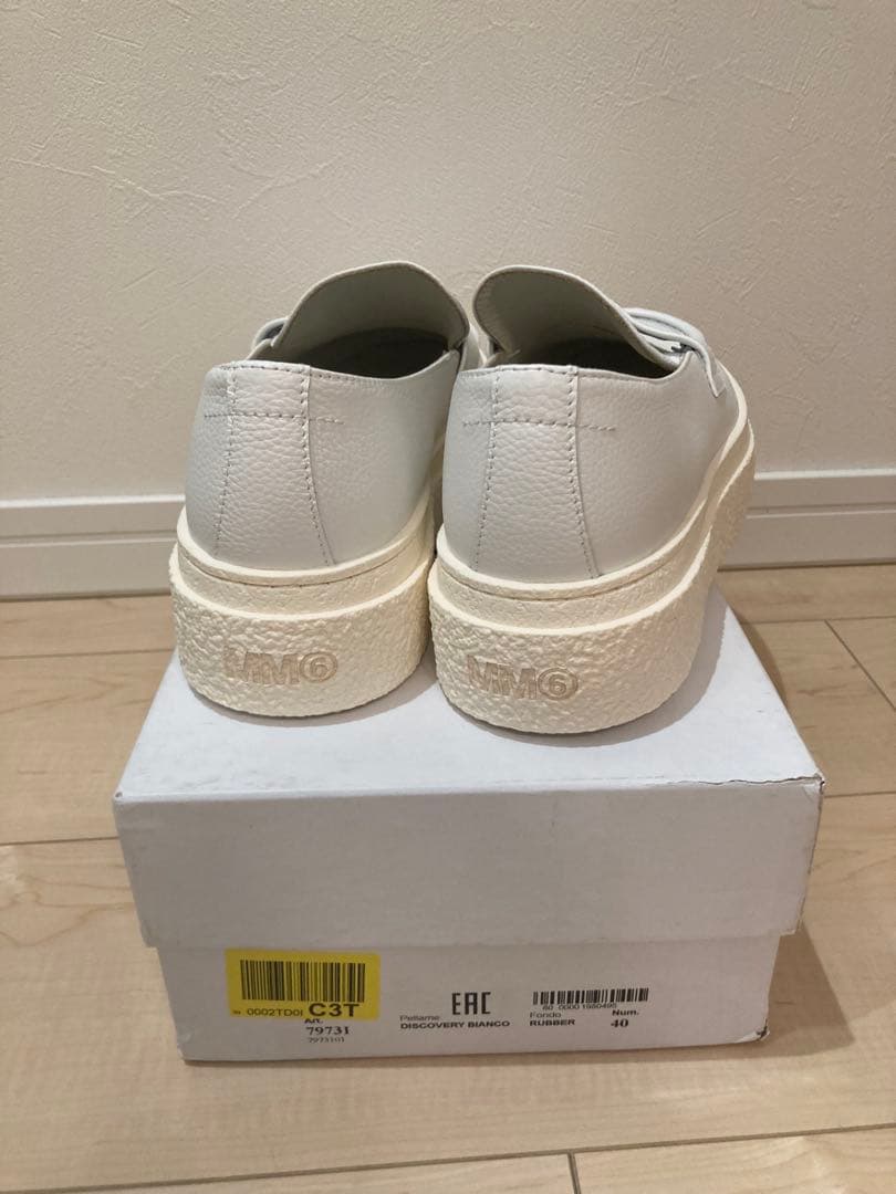 【新品未使用】MM6 ホワイト厚底ローファー40