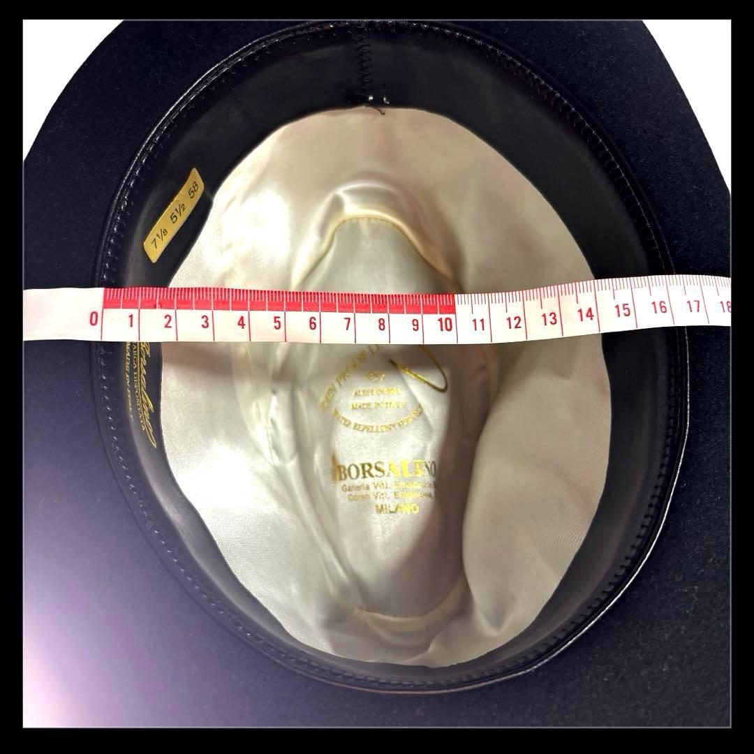 【美品】Borsalino ボルサリーノ リボン付き 中折れハット ブラック