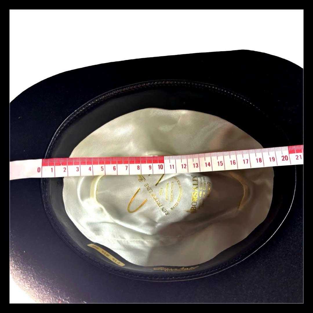 【美品】Borsalino ボルサリーノ リボン付き 中折れハット ブラック