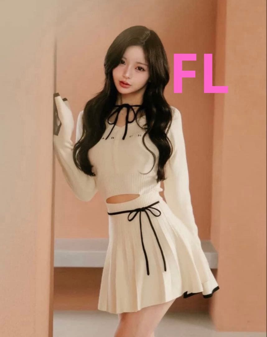 ダーリッチ ウエストオープンリボンデザインニットミニワンピース