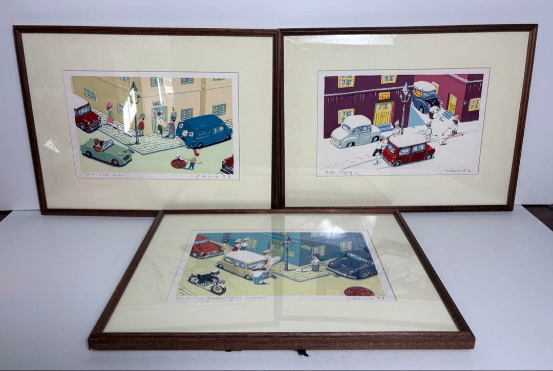 #大熊康夫 シルクスクリーン 直筆サイン　限定番号入り　3点セット 額装