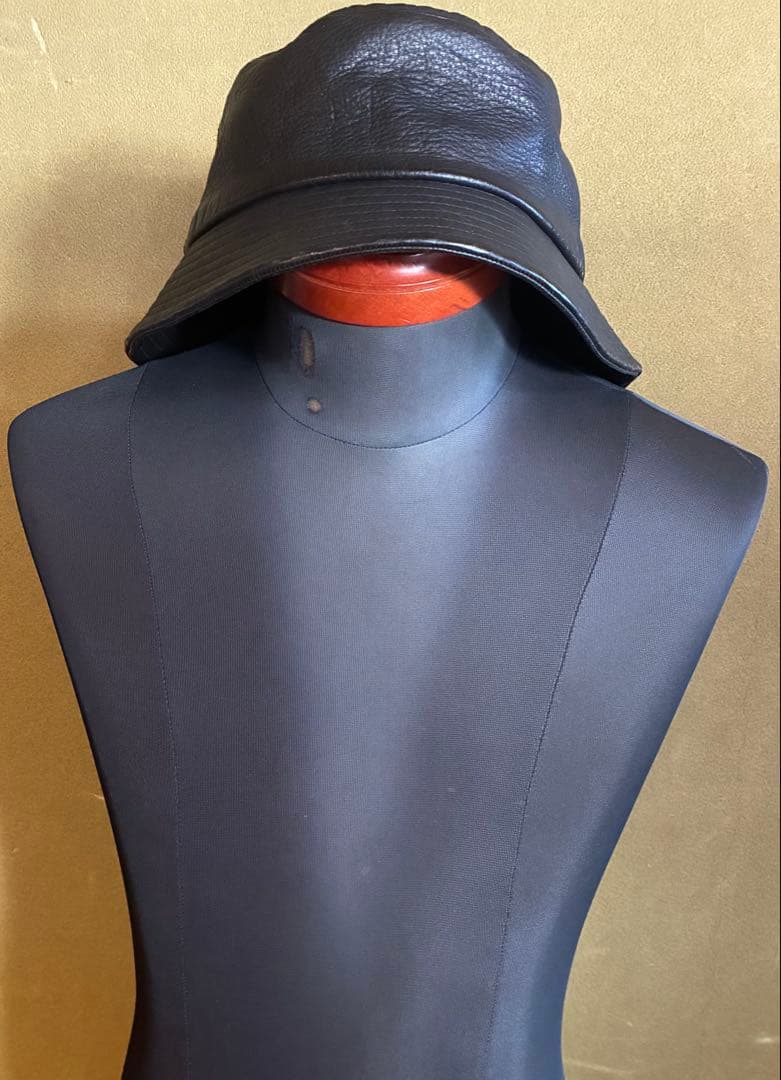 KIJIMA TAKAYUKI 黒 レザーゴートスキン バケットハットMサイズ