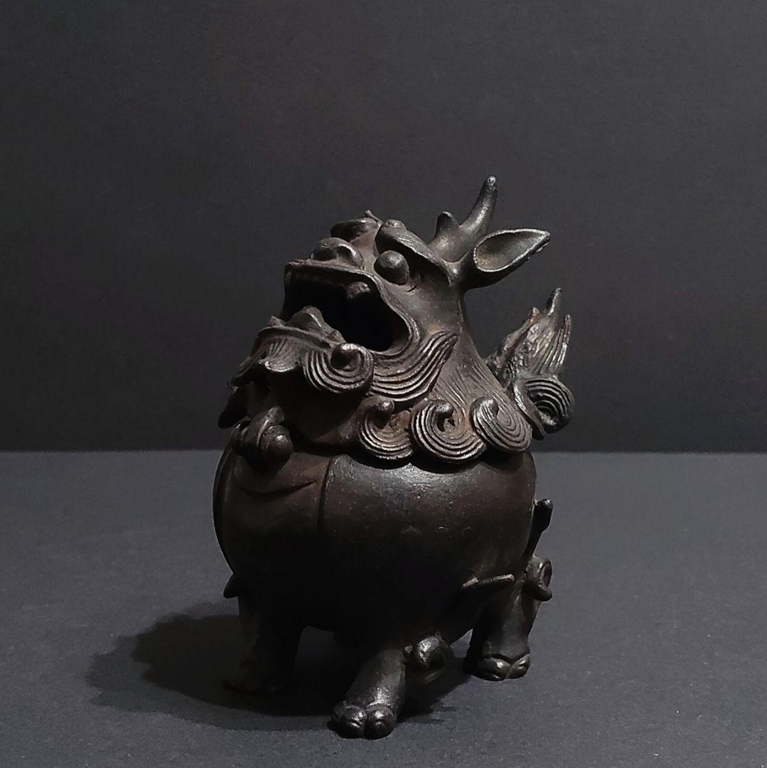 唐銅 豆獅子香炉 香道具 茶道具 工芸品 銅器 古美術 清課堂 骨董 レトロ