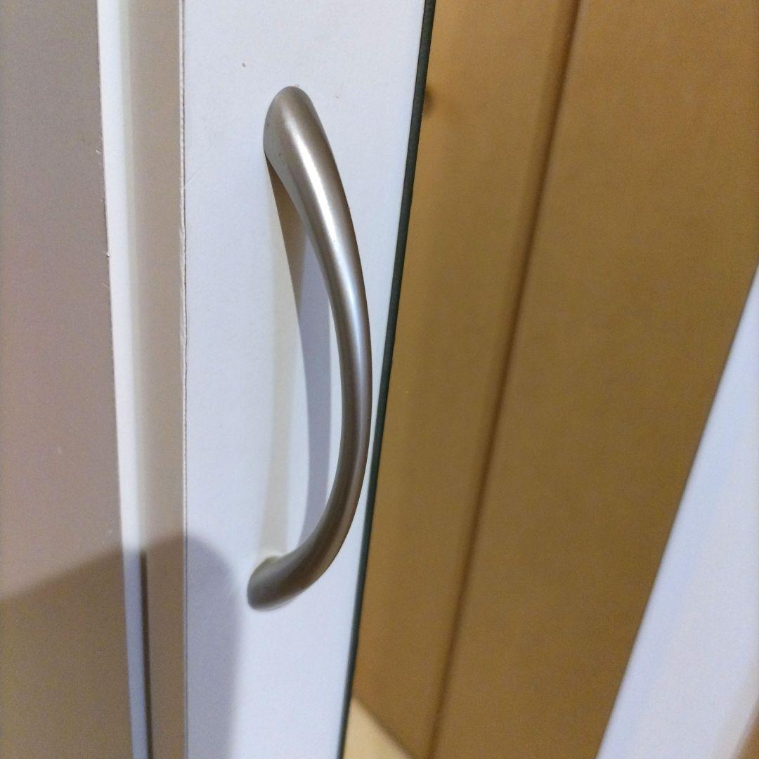 シューズボックス 下駄箱 扉付き ミラー付き 幅29cm 木製　ホワイト