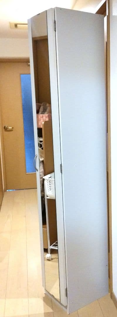 シューズボックス 下駄箱 扉付き ミラー付き 幅29cm 木製　ホワイト