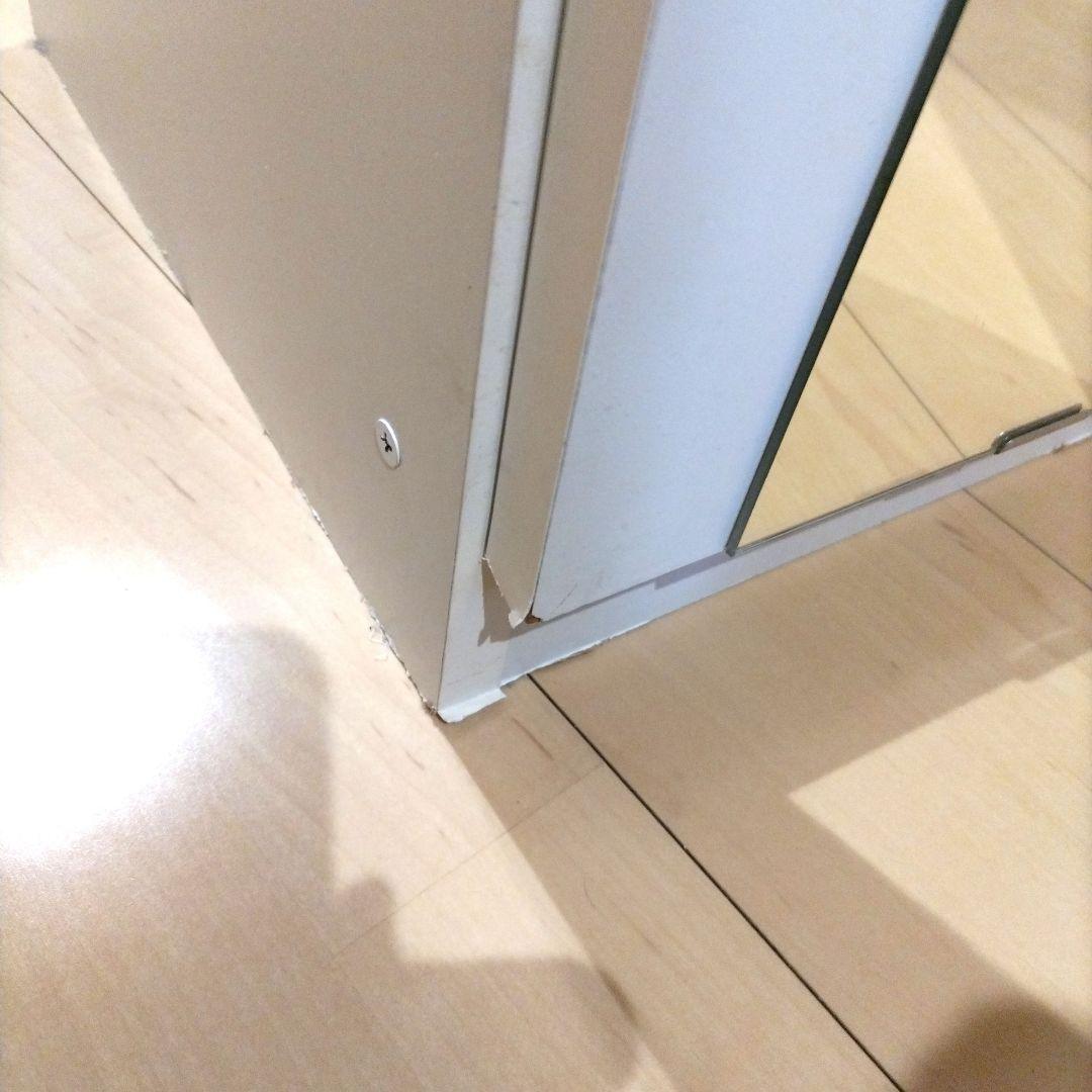 シューズボックス 下駄箱 扉付き ミラー付き 幅29cm 木製　ホワイト