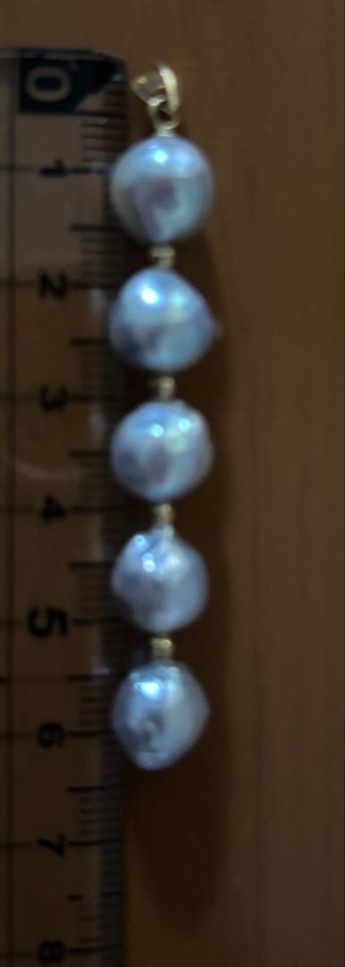 未使用 K18YG アコヤ真珠 マルチカラーバロック ペンダントトップ GSTV