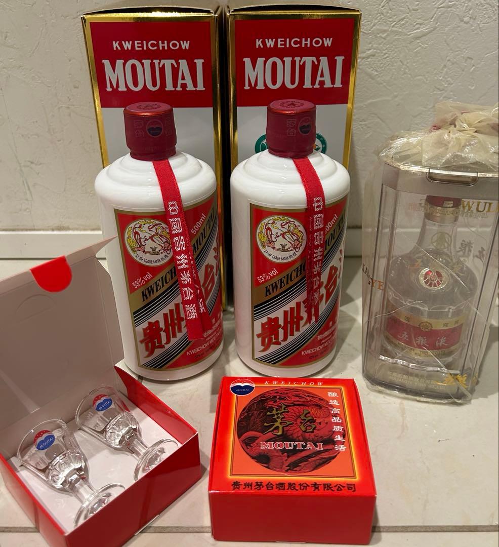 【とうちゃん様】Moutai 500ml 53度 2本、五粮液100ml 52度