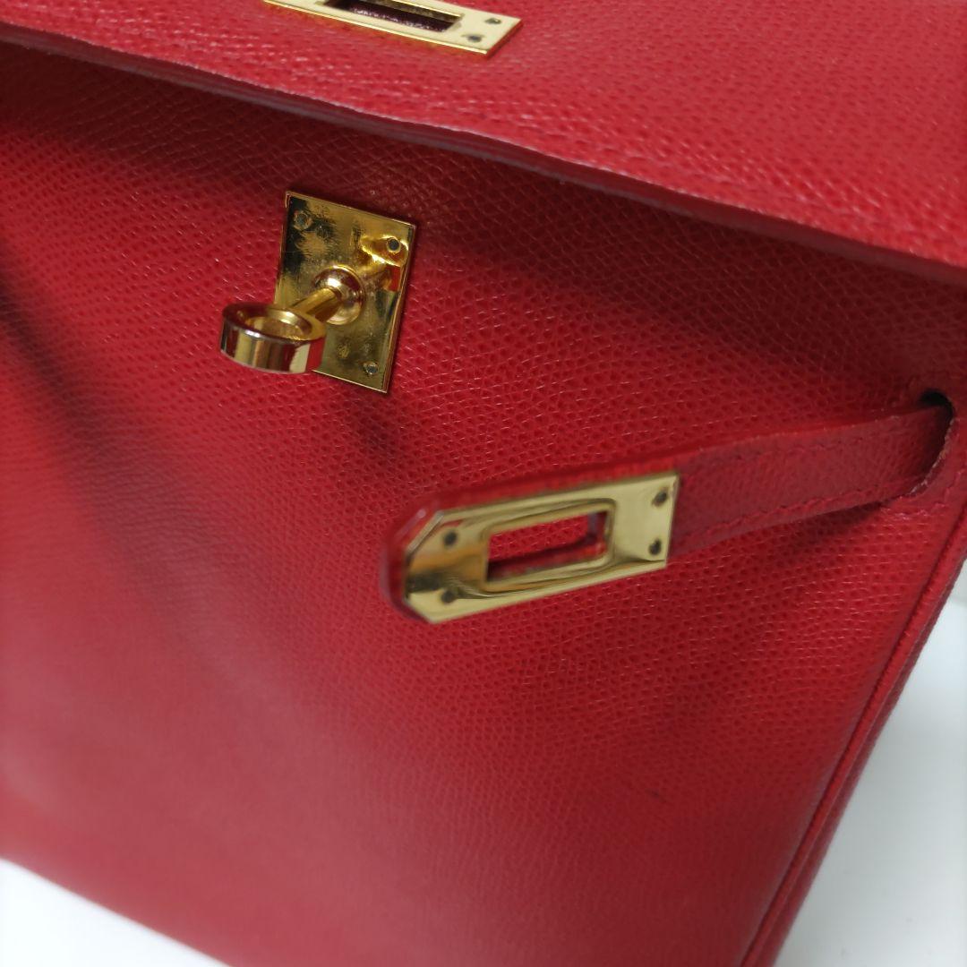 レザー レッド リュックバッグ ゴールド金具