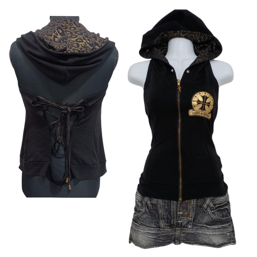 d.i.a. ノースリーブ 背中あき ビッグフード レオパード パーカー ダイヤ