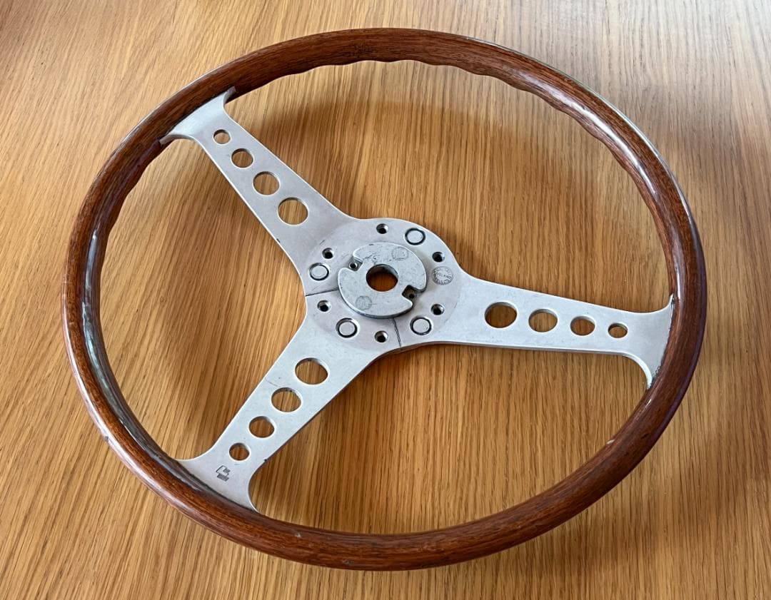 レスレストン　グランプリ　ウッドステアリング　390mm　カラー付き　当時もの