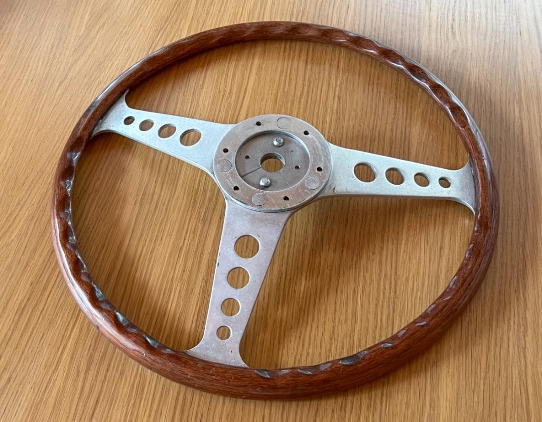 レスレストン　グランプリ　ウッドステアリング　390mm　カラー付き　当時もの