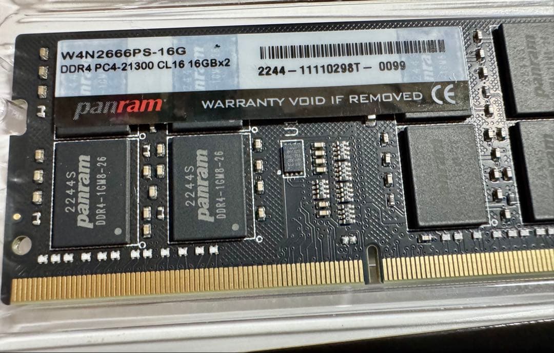 CFD panram 16GBx2枚 DDR4-2666 SO-DIMM メモリ