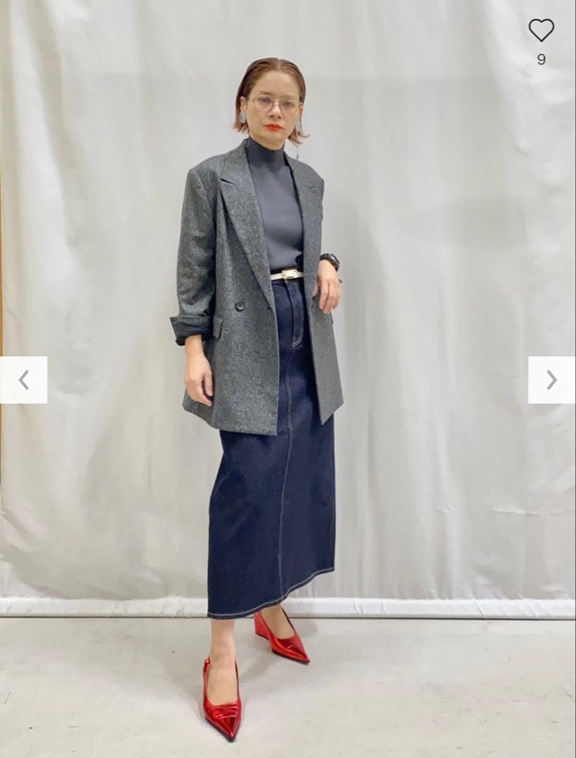 PLST ウールブレンドリラクシーダブルジャケット　ダークグレー　M ツイード