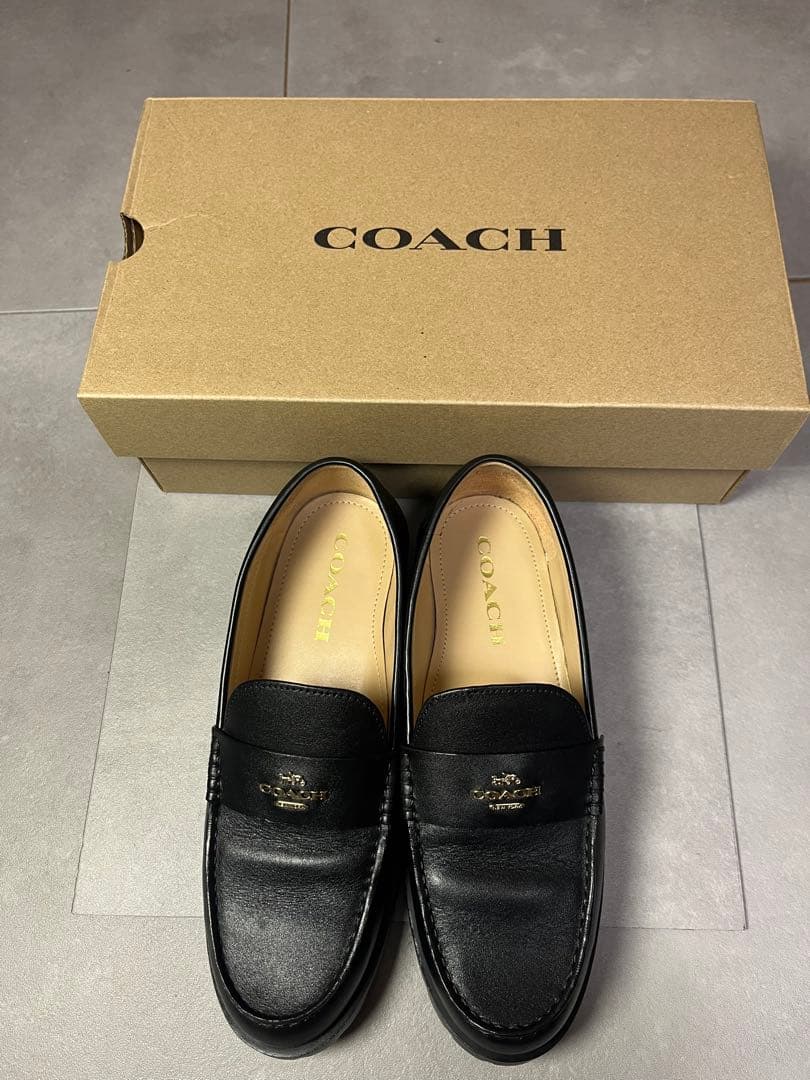 【値下げ】COACH ブラック ローファー 37