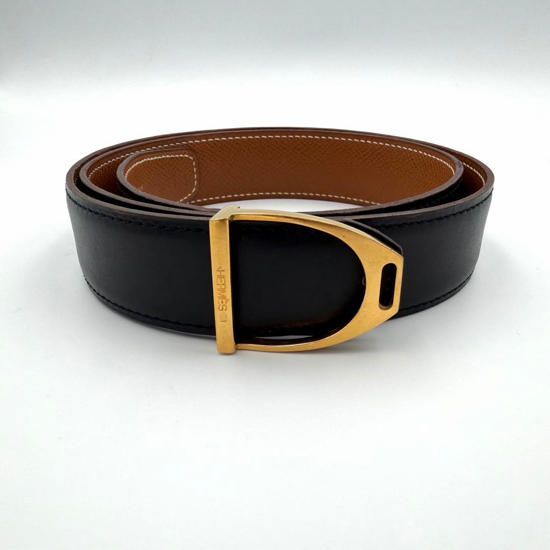 極美品✨HERMES エルメス ベルト ゴールド金具 黒