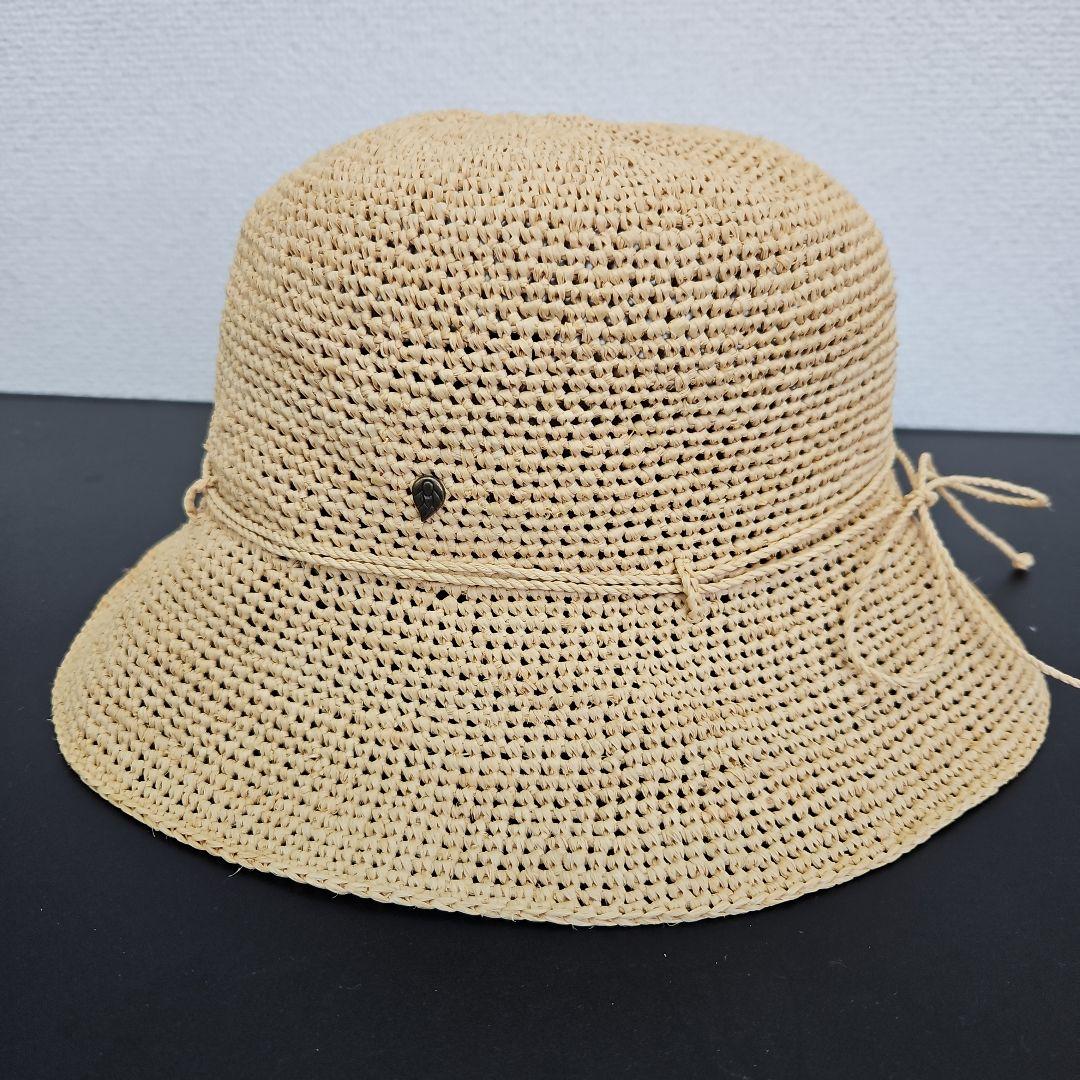 HELEN KAMINSKIベージュ ストローバケットハット リボン付き