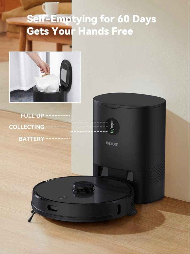 IBESOM ロボット掃除機 自動ゴミ収集機能付き