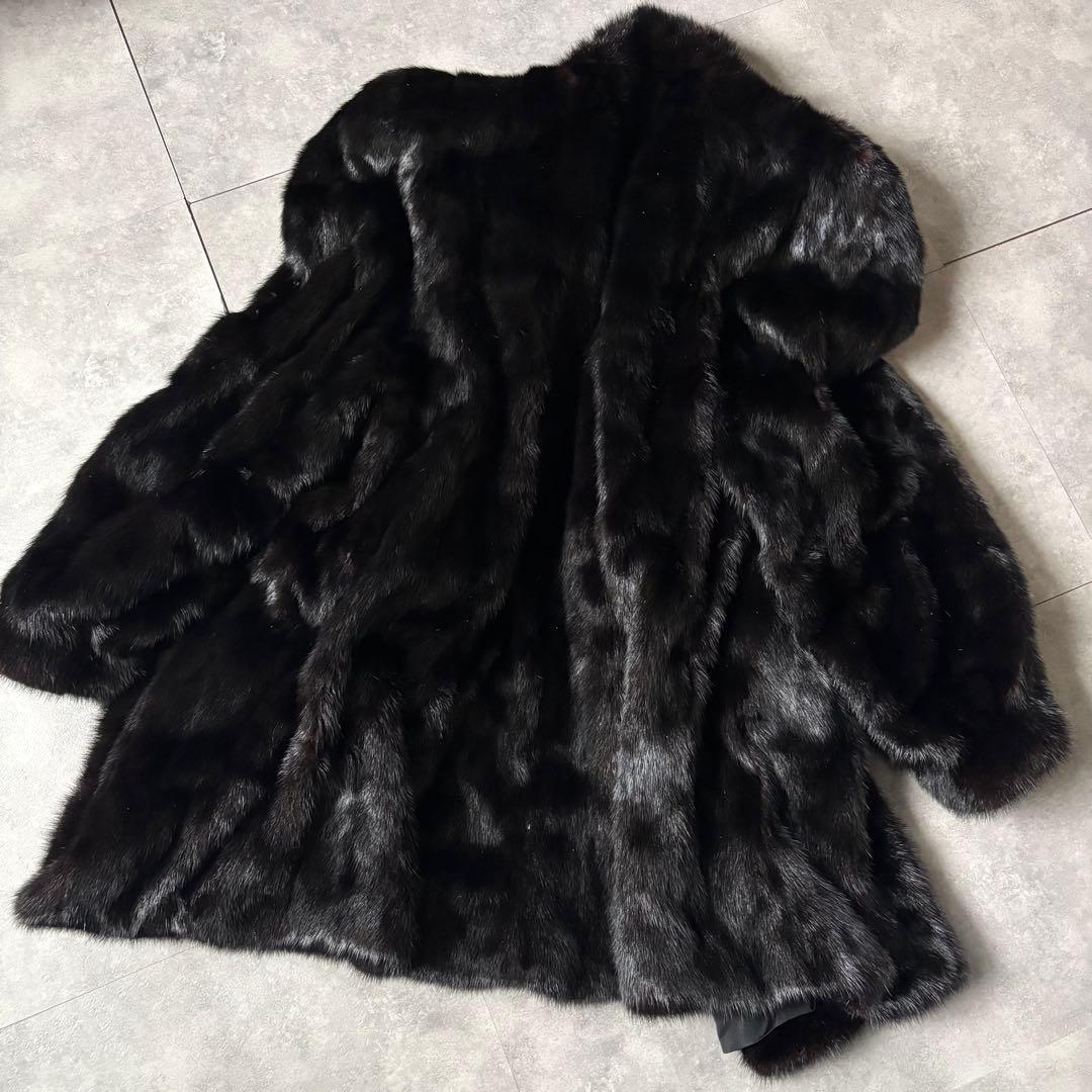 ツヤ◎ 高級ミンクSAGA MINK COAT ふわトロ　black サイズF