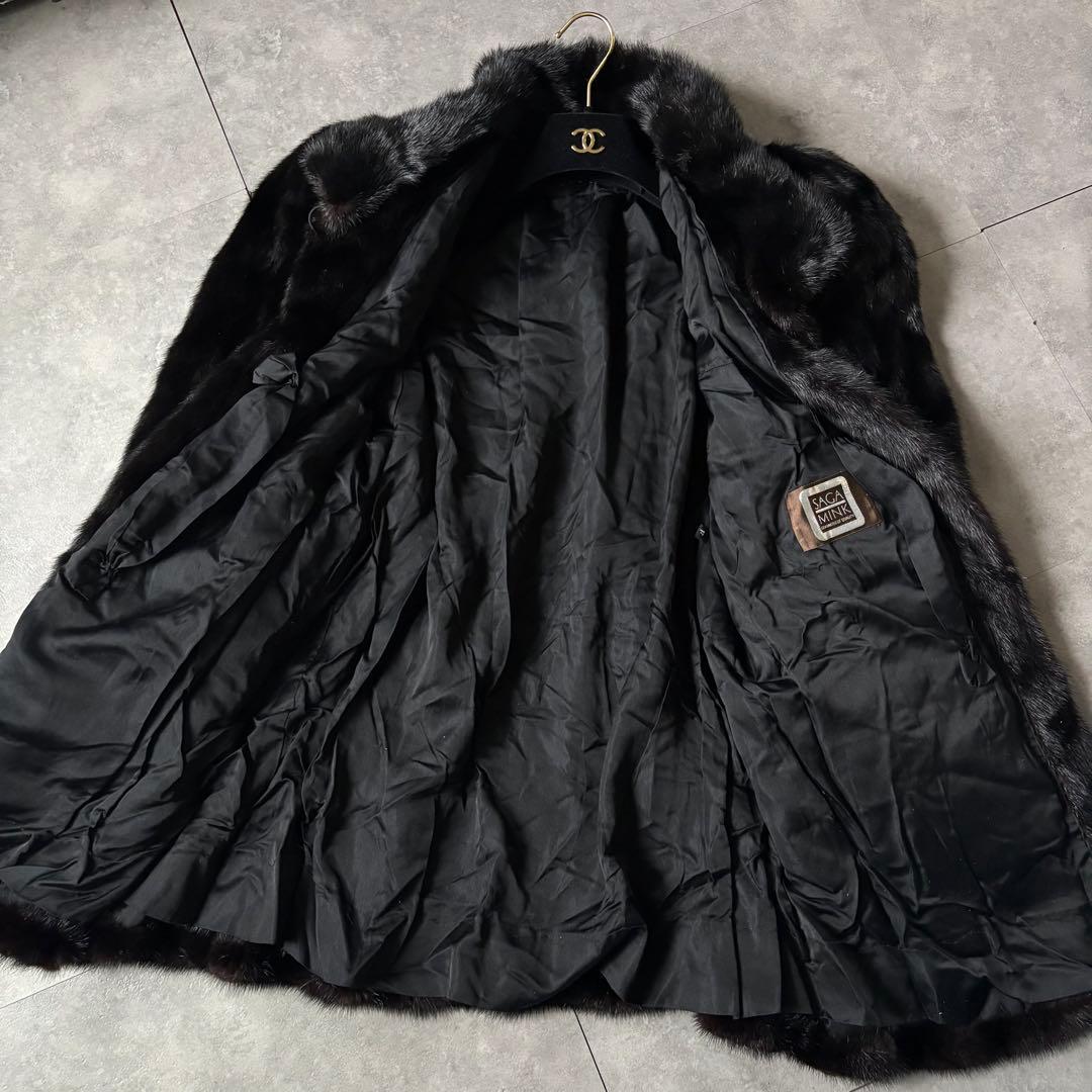 ツヤ◎ 高級ミンクSAGA MINK COAT ふわトロ　black サイズF