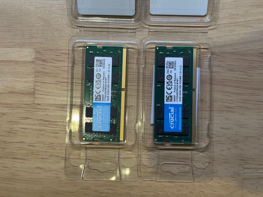 Crucial DDR4-3200 64GBセット SODIMMメモリ